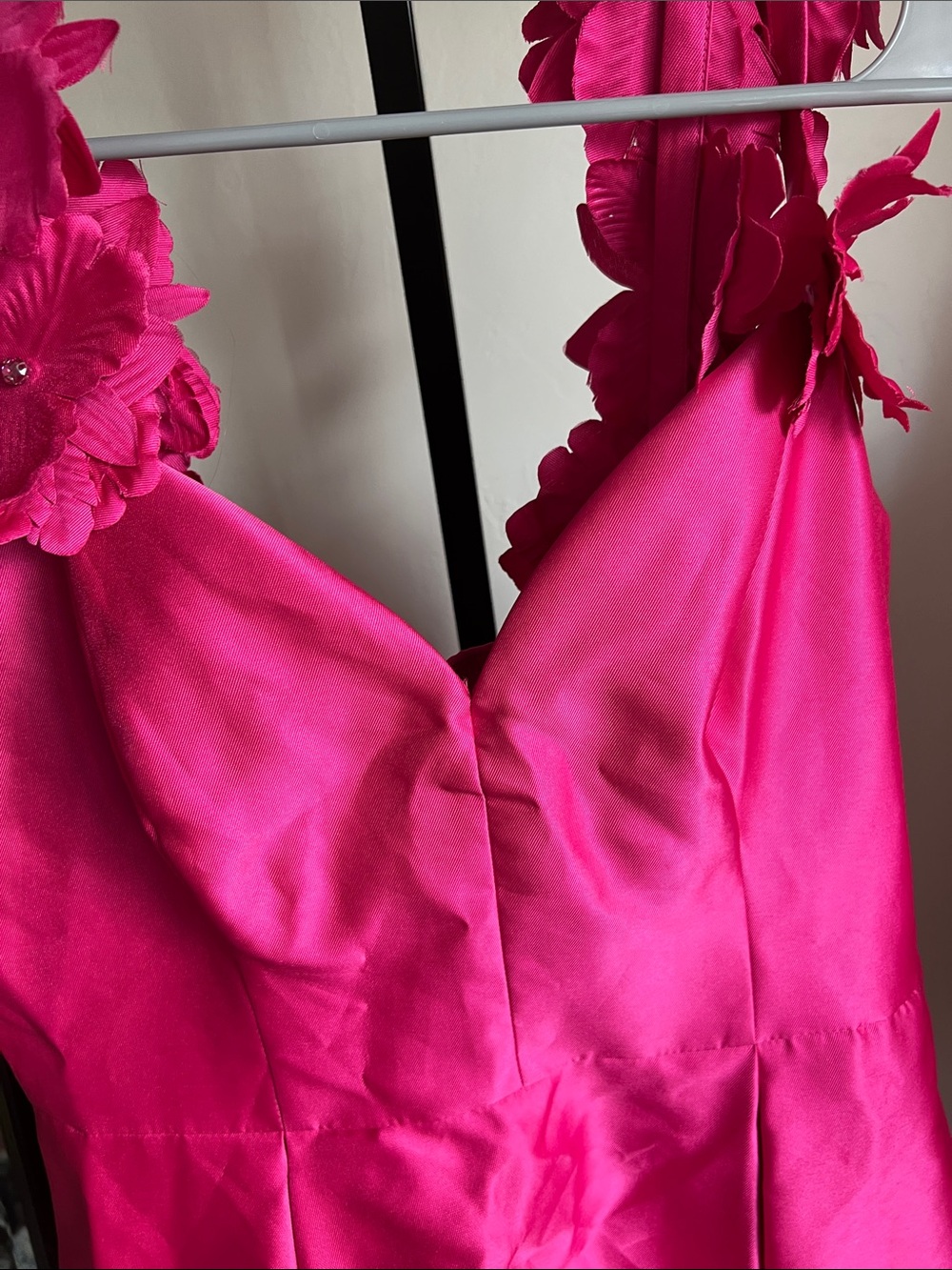 Adrianna Papell Hot Pink Floral Appliqué Dress Size 12 - Picture 4 of 7